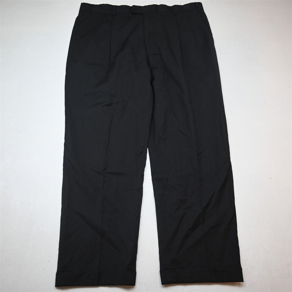 Bespoke 40x30 Gray 100% Wool Pleated Cuffed Classic Dress Mens Pants